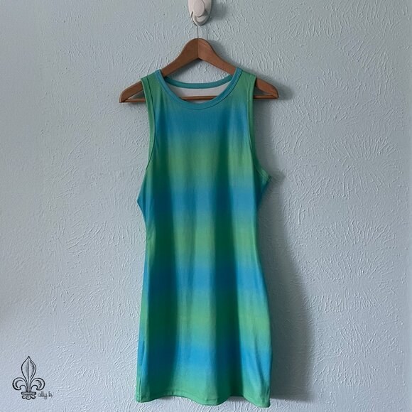 💚Blue/Green Ribbed Dress💚 - Picture 3 of 8